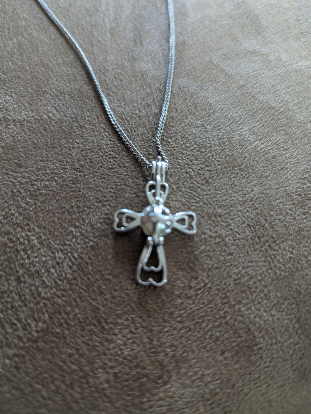 Silver Color Heart Cross Pendant Necklace With 18inch Chain.